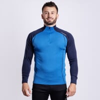 BREAKOUT MAN pánský merino rolák s krátkým zipem černomodrá/modrá