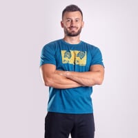 HRUTUR "STEP" pánské merino triko petrol melír