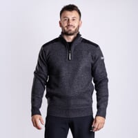 LOFOTEN pánský svetr s krátkým zipem černý melír